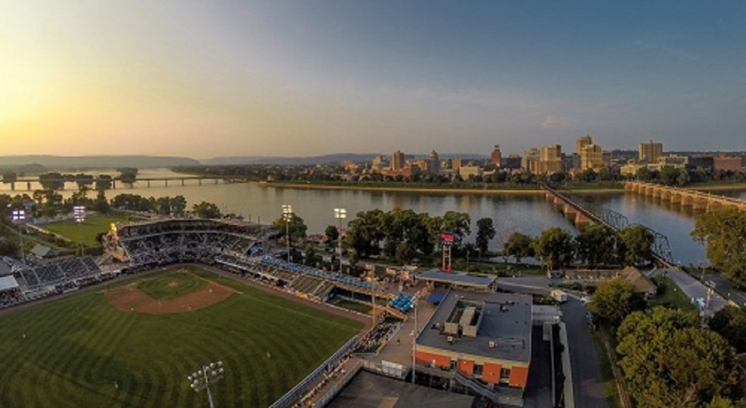 City Skyline - Aerial of Senators Ballpark -VisitHersheyHarrisburg.jpg