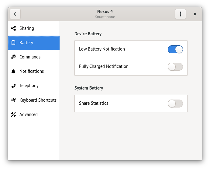 Device Settings - Battery