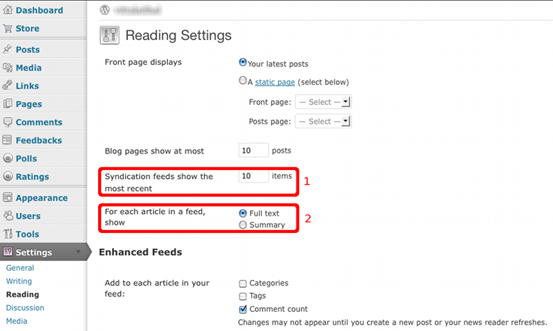 WordPress settings