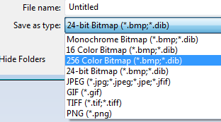 MS Paint Save Bitmap Dialog