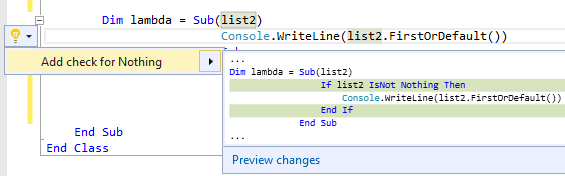 AddCheckForNothingCodeRefactoring