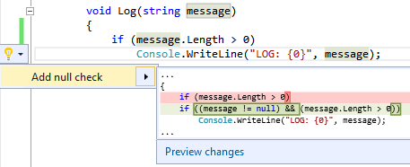 AddNullCheckCodeRefactoring