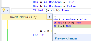 InvertLogicalExpressionCodeRefactoring