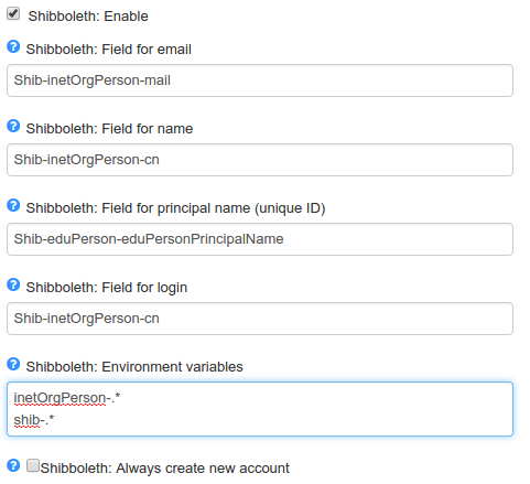 Example of the configurations for Shibboleth