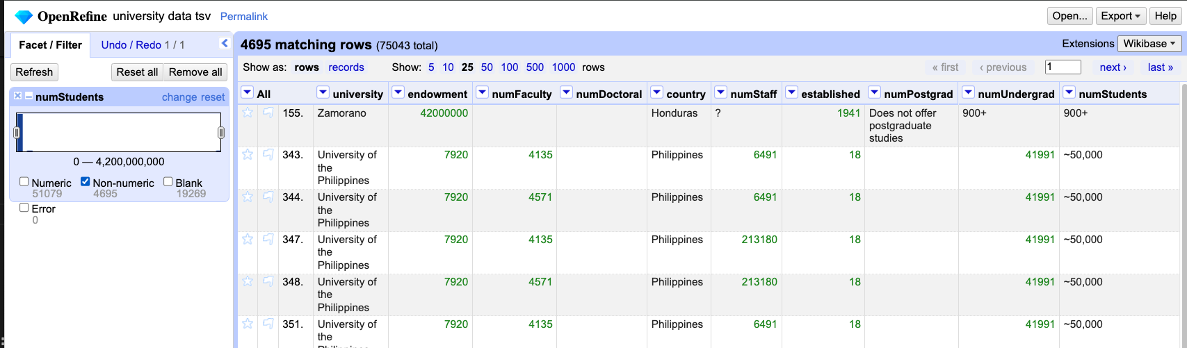 OpenRefine-SelectNonNumericValuesFromNumericFacet.png